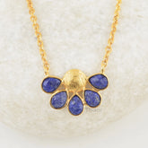 Elegant Lapis Necklace, 18k Gold Plated Silver Necklace, Lapis Lazuli 5x7mm Pear Gemstone Necklace, 925 Silver Necklace For Women's Gift